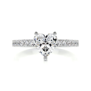 1.0ct Heart Cut Pave Diamond Moissanite Engagement Ring
