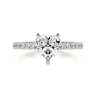 1.0 CT Heart Cut Pave Cathedral Moissanite Engagement Ring