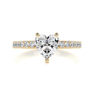 1.0ct Heart Cut Pave Diamond Moissanite Engagement Ring