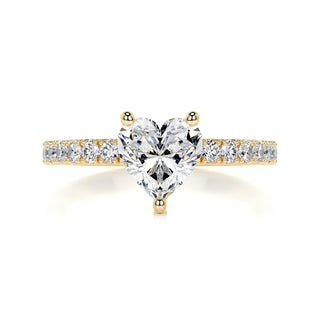 1.0 CT Heart Cut Pave Cathedral Moissanite Engagement Ring
