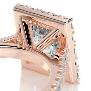 2.0ct Princess Cut Halo Pave Moissanite Diamond Engagement Ring