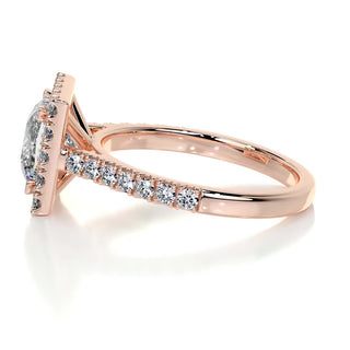 2.0ct Princess Cut Halo Pave Moissanite Diamond Engagement Ring