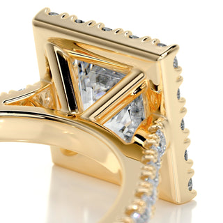 2.0ct Princess Cut Halo Pave Moissanite Diamond Engagement Ring