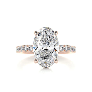 2.08ct Elongated Oval Cut Hidden Halo Pave Diamond Moissanite Engagement Ring