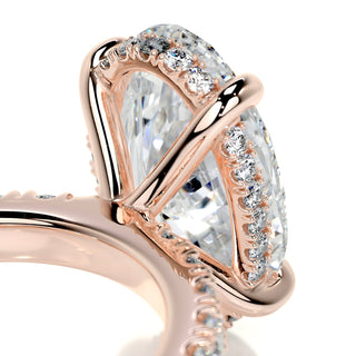 2.08ct Elongated Oval Cut Hidden Halo Pave Diamond Moissanite Engagement Ring