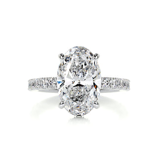 2.08ct Elongated Oval Cut Hidden Halo Pave Diamond Moissanite Engagement Ring