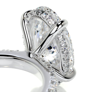 2.08ct Elongated Oval Cut Hidden Halo Pave Diamond Moissanite Engagement Ring