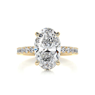 2.08ct Elongated Oval Cut Hidden Halo Pave Diamond Moissanite Engagement Ring