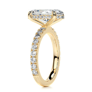 2.08ct Elongated Oval Cut Hidden Halo Pave Diamond Moissanite Engagement Ring