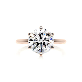 Lustrous 2.0ct round solitaire moissanite ring front view