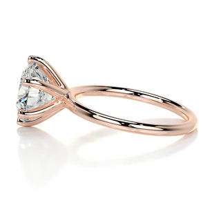 Exquisite 2.0ct round solitaire moissanite ring side profile view