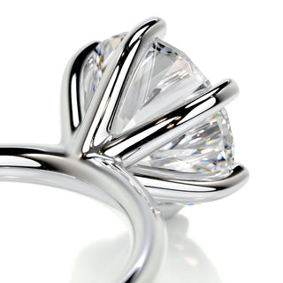 Lustrous 2.0ct round solitaire moissanite ring detail view of the band
