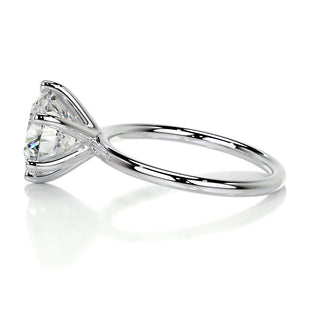 Lustrous 2.0ct round solitaire moissanite ring overhead view
