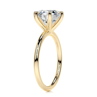 Lustrous 2.0ct round solitaire moissanite ring angled view showing its sparkle image 2