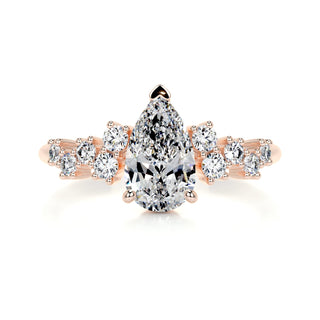 1.0ct Pear Cut Cluster Diamond Moissanite Engagement Ring