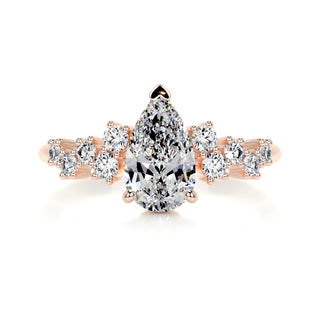1.08 CT Pear Cut Cluster Diamond Moissanite Engagement Ring