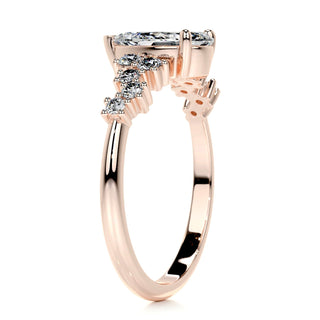 1.0ct Pear Cut Cluster Diamond Moissanite Engagement Ring