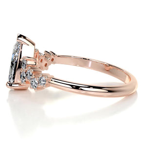 1.08 CT Pear Cut Cluster Diamond Moissanite Engagement Ring