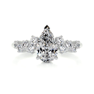 1.0ct Pear Cut Cluster Diamond Moissanite Engagement Ring