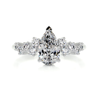 1.08 CT Pear Cut Cluster Diamond Moissanite Engagement Ring
