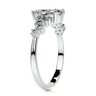 1.0ct Pear Cut Cluster Diamond Moissanite Engagement Ring