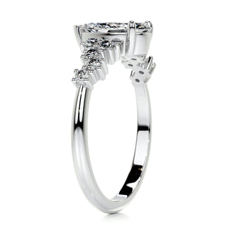 1.08 CT Pear Cut Cluster Diamond Moissanite Engagement Ring