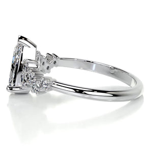 1.0ct Pear Cut Cluster Diamond Moissanite Engagement Ring