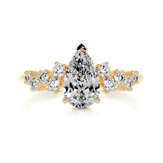 1.0ct Pear Cut Cluster Diamond Moissanite Engagement Ring