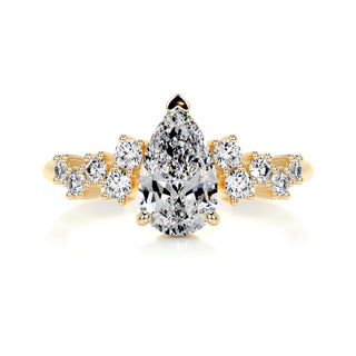 1.08 CT Pear Cut Cluster Diamond Moissanite Engagement Ring