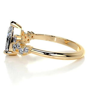 1.08 CT Pear Cut Cluster Diamond Moissanite Engagement Ring