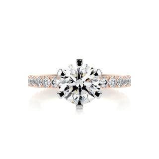 1.5ct Round Cut Pave Diamond Moissanite Engagement Ring