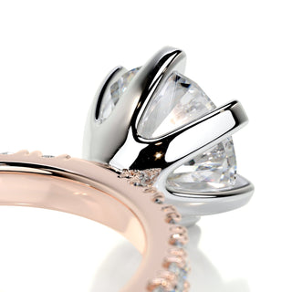 1.5ct Round Cut Pave Diamond Moissanite Engagement Ring