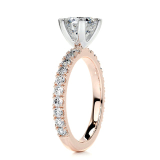 1.5ct Round Cut Pave Diamond Moissanite Engagement Ring