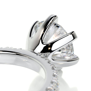 1.5ct Round Cut Pave Diamond Moissanite Engagement Ring