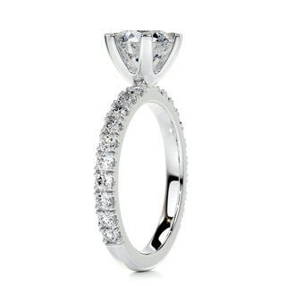 1.5ct Round Cut Pave Diamond Moissanite Engagement Ring