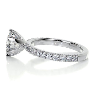 1.5ct Round Cut Pave Diamond Moissanite Engagement Ring