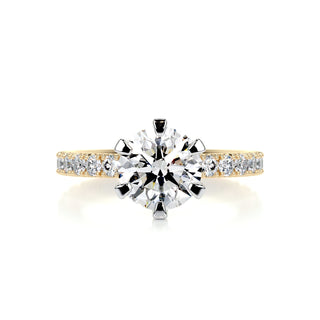 1.5ct Round Cut Pave Diamond Moissanite Engagement Ring