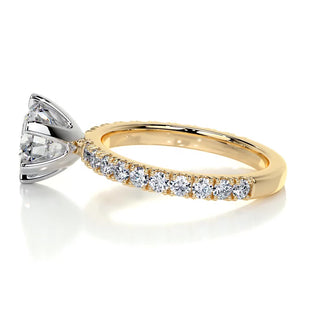 1.5ct Round Cut Pave Diamond Moissanite Engagement Ring