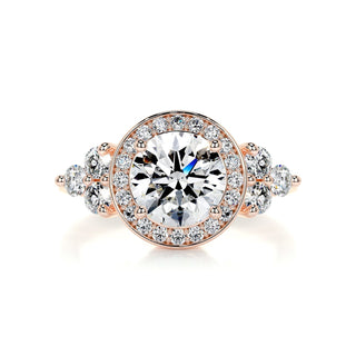 1.5ct Round Cut Halo Cluster Diamond Moissanite Engagement Ring