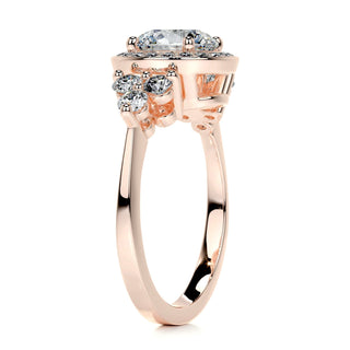1.5ct Round Cut Halo Cluster Diamond Moissanite Engagement Ring