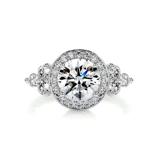 1.5ct Round Cut Halo Cluster Diamond Moissanite Engagement Ring