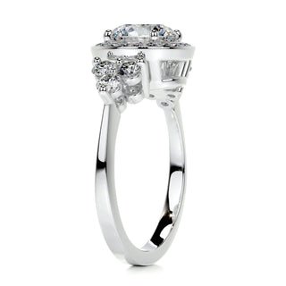 1.5ct Round Cut Halo Cluster Diamond Moissanite Engagement Ring