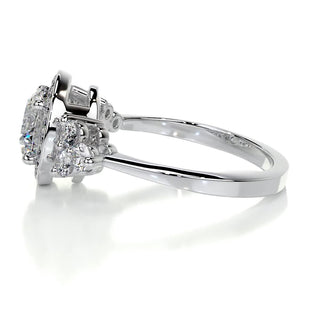 1.5ct Round Cut Halo Cluster Diamond Moissanite Engagement Ring