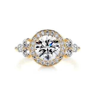 1.5ct Round Cut Halo Cluster Diamond Moissanite Engagement Ring