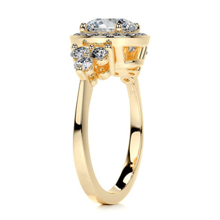 1.5ct Round Cut Halo Cluster Diamond Moissanite Engagement Ring
