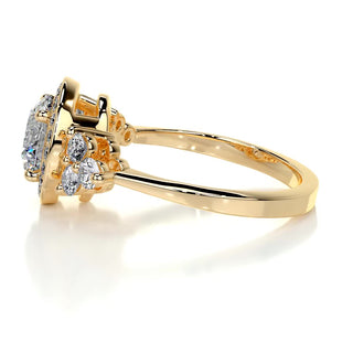 1.5ct Round Cut Halo Cluster Diamond Moissanite Engagement Ring