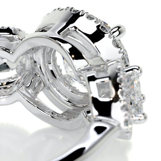 1.5ct Round Cut Halo Three Stone Diamond Moissanite Engagement Ring