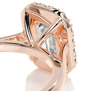 1.0 CT Emerald Cut Halo Cathedral Moissanite Engagement Ring