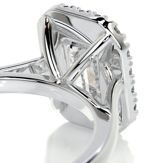 1.0 CT Emerald Cut Halo Cathedral Moissanite Engagement Ring