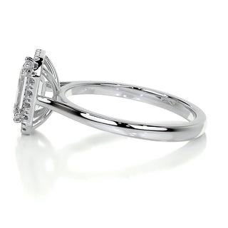 1.0 CT Emerald Cut Halo Cathedral Moissanite Engagement Ring